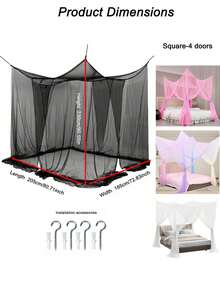 Mosquito Net, Outdoor Garden Mosquito Net, Yard Tent, Four-Door Mosquito Net, Palace Style Princess Mosquito Net, Bed Cover, Four-Door Suitable For 1.8m Bed, Suitable For Room Decoration, Suitable For Large Bed, Double Bed - Square Mosquito Net - View 8