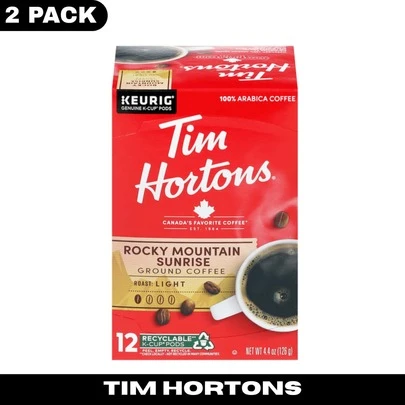 Tim Hortons Light Roast  Sunrise Coffee  Pods 12 Ct 2 Pack