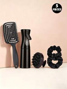 5 PIEZAS Juego de peines para el cabello de estilo casual, (6.8 Oz/200 Ml) Botella de spray de niebla continua, Peine suave, Diseño hueco, Cerdas de nailon, Mango de plástico ABS adecuado para diseño de peinados y uso por estilistas - Multicolor - Ver 9