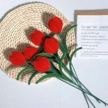 1/2/3/4/5/6/7/8件成品管毛絨鬱金香花束，可愛毛絨仿真花，無花粉免維護，永久保存，適合居家辦公室裝飾，送給女友、好朋友的節日禮物，多色可選 - 彩色 - 查看 68