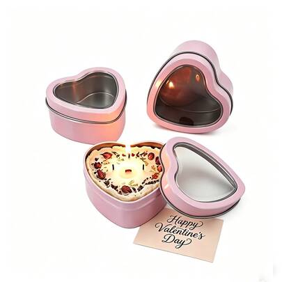 Bộ 47 hũ đựng nến, hộp thiếc hình trái tim màu hồng có nắp đậy, thích hợp cho Ngày Valentine, Ngày của Mẹ, đám cưới, đựng đồ nhỏ, quà tặng ngày lễ, bao gồm 6 hũ và 41 phụ kiện (bấc nến, giá đỡ bấc, nhãn dán) để tự làm nến thơm.
