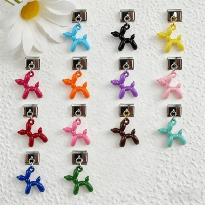 1/3pcs Dopamine Balloon Dog Series Stainless Steel Modules, Italian Style Bracelet Modules, Suitable For DIY Charm Jewelry Making, Bracelets, Anklets And Other Delicate Pendant Accessories, Versatile And Fashionable, Great For Self-Wear Or Gift, Best Choice For Pet Lovers