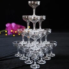 10 chiếc ly sâm panh nhựa 5oz, ly rượu vang không vỡ, ly sâm panh xếp chồng được, thích hợp cho tiệc tùng, đám cưới, sinh nhật, quán bar (trong suốt) - Nhiều màu - Xem 3