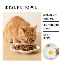 Multi-Piece Set Of Hand-Painted Ceramic Cat Dishes, Fried Egg Shaped Pet Feeding Bowls, Suitable For Multi-Cat And Pet Households, High-Quality Ceramic, Hand-Painted, Unique Design, Easy To Clean And Microwave/Dishwasher , Suitable For Various Cats And Small Dogs - 300ml - View 7