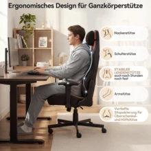 Devoko Gunji Massage Video Game Chair For Adults With Footrest, PU Leather Computer Desk Chair, Adjustable Backrest, High Back Support, Home Office Chair With Headrest And Lumbar Support - Red - View 4