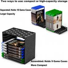 1pc Standard Game Box Storage Rack, Stackable Desktop Organizer, Holds 9 Game Boxes When Assembled, 18 Game Boxes When Separated, 2pcs Hold 18 Or 36 Game Boxes, Carbon Fiber Pattern Side Panels, Honeycomb Top - View 11