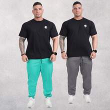 Men's Premium Tactel Pants 100% Polyester | Fitness, Running, Maximum Comfort - 水綠色 + 仙人掌果 - 查看 2