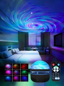 1个USB供电海洋波浪投影灯,生动的RGB LED夜灯投影仪营造浪漫的涟漪效果,适合作为玩具或生日礼物,也可用于游戏室、卧室、客厅、学校等场所。 - Q6投影燈 - 查看 6