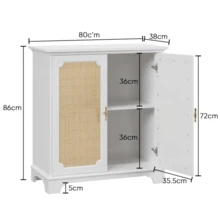 Sideboard, Buffet, Wine Cabinet With Decorative Rattan Doors, Kitchen Buffet, Console Table, Decorative Furniture For Hallway, Entrance Hall And Living Room. - White - View 3