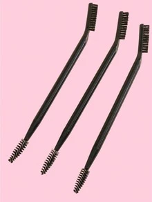 3件套黑白睫毛夹刷，可折叠多功能双头刷组合 - 黑色 - 查看 1