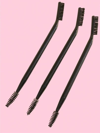 3件套黑白睫毛夹刷，可折叠多功能双头刷组合