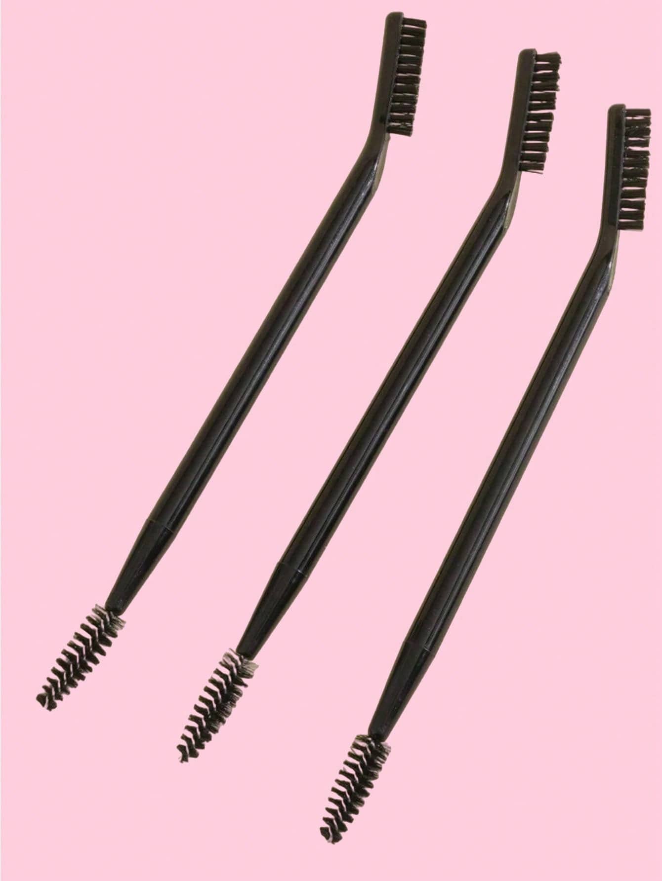 3件套黑白睫毛夹刷，可折叠多功能双头刷组合 - 黑色 - 查看 1