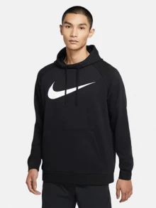 Nike字母Logo印花加絨套頭連帽衛衣 男款 - 黑色 - 查看 1