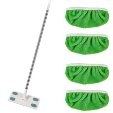 1 Stück Edelstahl Wischmopp mit 4 Stücke wiederverwendbaren super saugfähigen Mikrofaser Mopp Pads (können auch als rutschfeste Überschuhe verwendet werden), weich, waschbar, wasserabsorbierend, rutschfest, geeignet zum Entfernen von Haustierhaaren auf harten Böden. Einfach den Mopp darüberziehen für bequeme und dauerhafte Reinigung, ideal für Wohnung, Studentenwohnheim und andere Räume. - 1 Wischmopp und 4 Wischmoppbezüge - Übersicht 14