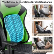 Devoko Gunji Massage Video Game Chair For Adults With Footrest, PU Leather Computer Desk Chair, Adjustable Backrest, High Back Support, Home Office Chair With Headrest And Lumbar Support - Dark Green - View 3
