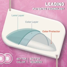 Lentes de contacto desechables anuales naturales y cómodos de LEERMOO para estudiantes, vida diaria, eventos, festivales, disfraces de Halloween y cosplay de arcoíris - Rosa Roja - Ver 9