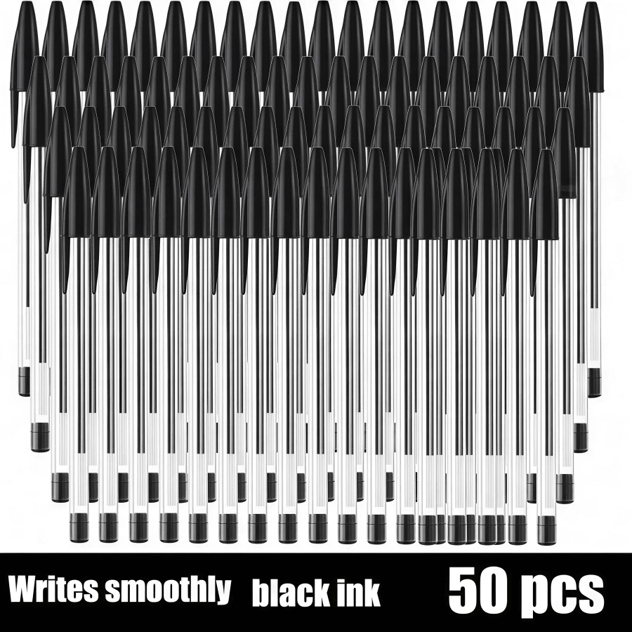 10/20/30/50支装 凝胶墨水笔 塑料圆珠笔，蓝黑色墨水，耐用便携，办公用品，文具（黑色） - 套裝 - 查看 1