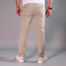 Stretch Gabardine Skinny Pants For Men John Silver - 米色 - 查看 2