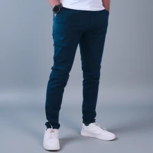 Stretch Gabardine Skinny Pants For Men John Silver - 藍色 - 查看 4