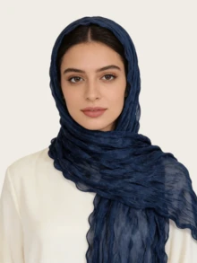 1 buc Eșarfă Hijab din șifon șifonat pentru femei, eșarfă lungă cu textură ondulată super elastică, eșarfă casual din poliester de culoare solidă, eșarfă de vacanță - Eșarfă lungă ondulată multicoloră - Vizualizare 15