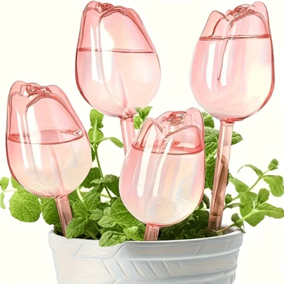 Bộ 2 chậu tưới cây tự động chậm, dụng cụ làm vườn trong nhà/ngoài trời, không cần điện, thích hợp cho cây mọng nước và hoa tươi, trang trí tự tưới.