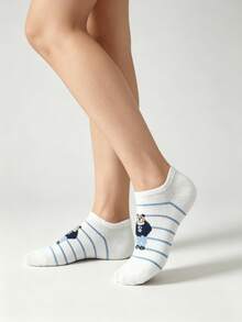 1/5 Pairs Cute Graffiti Casual Comfortable Breathable Spring/Summer Boat Socks - Multicolor - View 8
