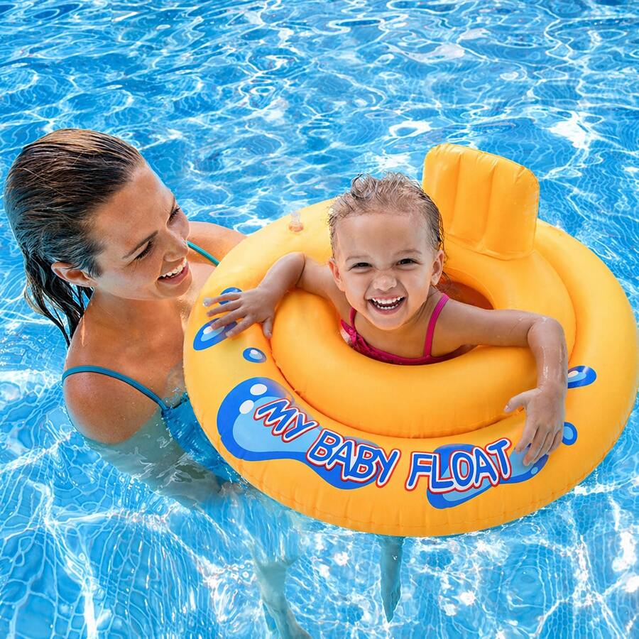 Flotador inflable con respaldo para nadar, aro de natación inflable, asiento inflable para nadar, ayuda para nadar, aro de entrenamiento de natación, aro de natación, aro flotante para nadar - Amarillo - Ver 1
