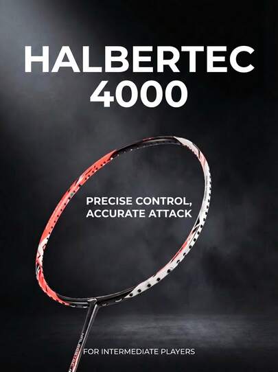 Raquette de badminton Li-Ning HALBERTEC 4000 (4U) - Manche en fibre de carbone à haute élasticité, poids 80-85g, tension de cordage max : 28 lbs, modèle AYPV009