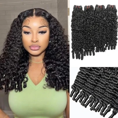 GABRIELLE Extension per capelli ricci birmani realizzate con veri capelli umani, lavorate all'uncinetto, 40/45/55 cm, senza nodi, pre-separate, 1/2/3/4 ciocche, 50 g, capelli leggerissimi lavorati all'uncinetto, nodi magici invisibili, extension di capelli Remy leggere e riutilizzabili con ricci a spirale per donna. Capelli ricci birmani, extension di veri capelli umani, colore nero naturale.