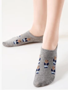 1/5 Pairs Cute Graffiti Casual Comfortable Breathable Spring/Summer Boat Socks - Multicolor - View 3