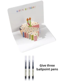 1 Set - Tarjeta de cumpleaños 3D 2026 nueva, regalo perfecto para amigos, tarjeta de felicitación de cumpleaños con pastel 3D emergente, tarjeta de felicitación de cumpleaños plegable minimalista y elegante con sobre, adecuada como regalo para novio/novia - Conjuntos - Ver 10