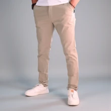 Stretch Gabardine Skinny Pants For Men John Silver - 米色 - 查看 4