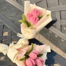 1/2/3/4/5/6/7/8件成品管毛絨鬱金香花束，可愛毛絨仿真花，無花粉免維護，永久保存，適合居家辦公室裝飾，送給女友、好朋友的節日禮物，多色可選 - 彩色 - 查看 5