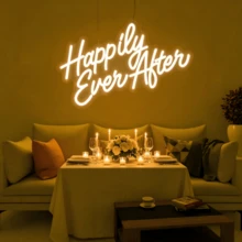 Ainteseaned “Happily Ever After” 亚克力 LED 霓虹灯,可调光 USB 供电,美观墙饰,室内家居装饰,适用于卧室、酒吧、商店、直播场景、婚礼、求婚和派对,多功能夜灯,完美的母亲节礼物(不含电池) - 暖白光 - 查看 8