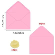 A7 Pink Invitation Envelopes 5x7 With Gold Seal Stickers, V-Flap Thick Paper Mailing Envelopes For Wedding Invitations, Shower, Birthday, Graduation, Thank You Cards, Announcements, Holiday Cards, Greeting Cards 5.28 X 7.13 Inches - Pink Envelopes - View 2