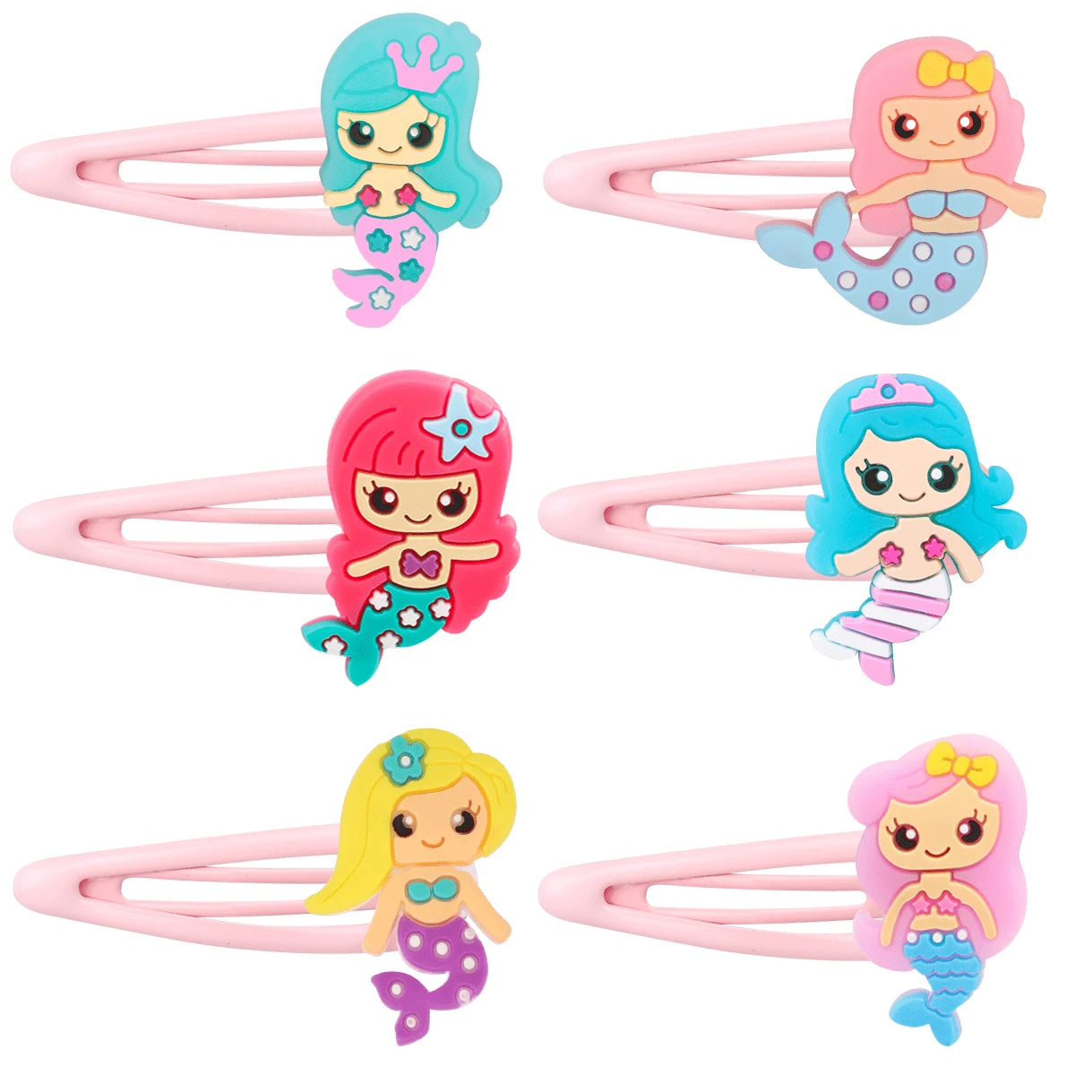 12pcs Mermaid Hair Clips, Cartoon Mermaid BB Clips, Mermaid Theme Party Decorations, Birthday Party Favors, Gift Bag Filler - View 1