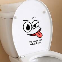 1/3pcs Cartoon Winking Tongue-Out Toilet Stickers, Humorous "I Never Say" Bathroom Stickers, Removable Funny Expression Toilet Seat Decor, Suitable For Home Bathroom - Simple Stickers - View 5