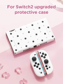 1pc Caparol Polka Dot Floral Print Protective Case, Compatible With New Switch 2 (2025), Switch NS/Switch OLED, Suitable For Switch 2 Game Console Accessories, Family Pack, Storage Bag, Switch Protective Case, Romantic Gift For Switch Players - Multicolor - View 4
