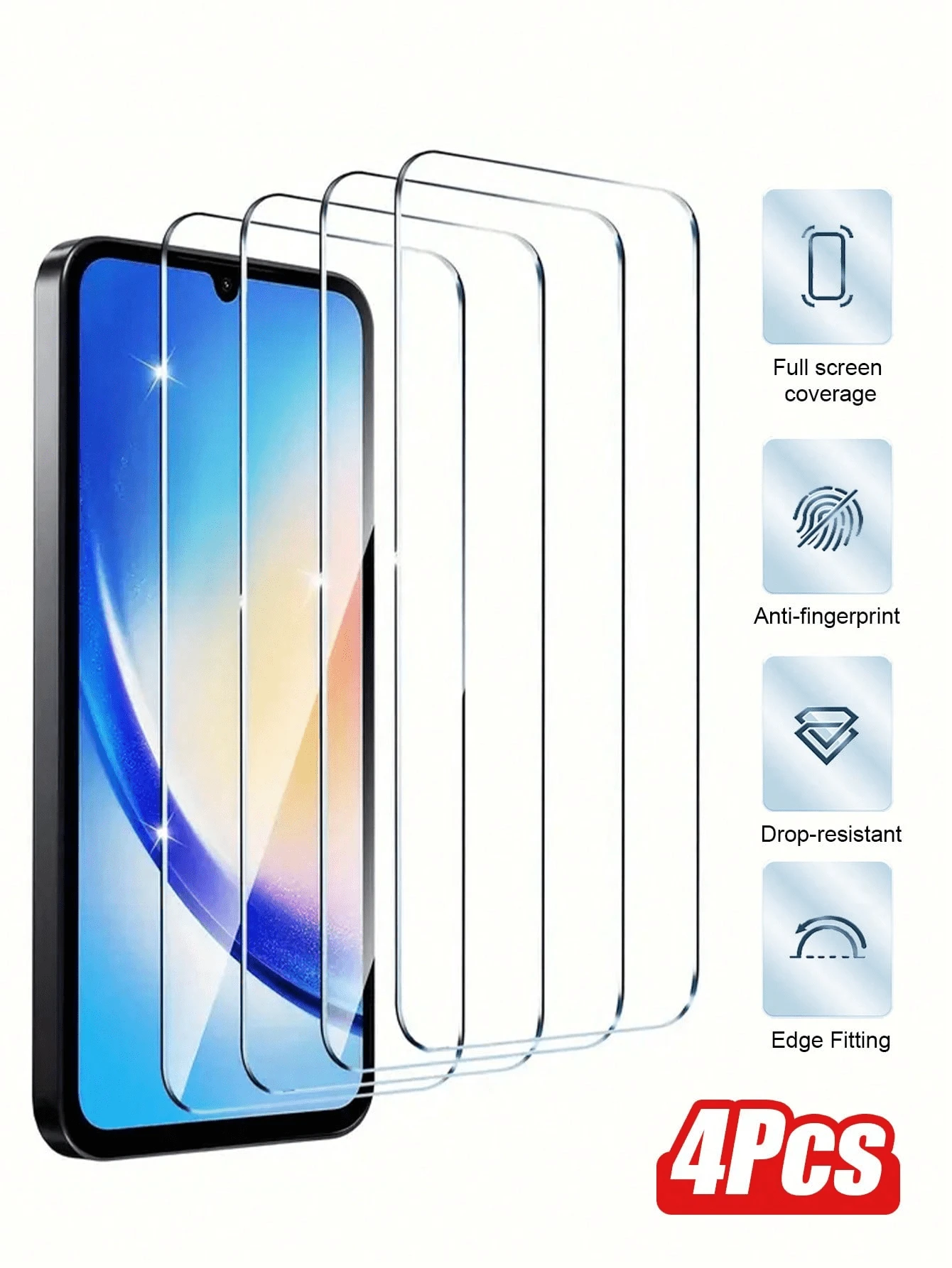 4 片鋼化玻璃膜,適用於 Apple 17/17 Air/17 Pro17promax/16/16/16e/16pro16promax/14/15/14pro/15pro/14promax/11/12/13/11mimi/12mimi/13mimi,適用於 S24 Ultra A54 A14 A13 A53 A34 A33 A52 5G S23 Plus, A32 A22 S21。 - 彩色 - 查看 1