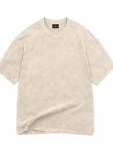 Men's 2PCS BUUTIAN Vintage Wash Solid Color T-Shirt & Denim Shorts Set, Multiple Color Combinations Available, Oversized Streetwear Casual Summer Joggermate Outfit, 90s Retro Casual Loungewear - quả mơ + đen - Xem 4