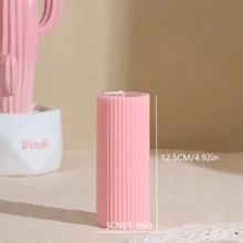1支条纹柱形蜡烛，大型高浮雕柱形蜡烛，现代家居装饰蜡烛，手工大豆蜡香薰蜡烛，优雅装饰蜡烛，是家居装饰、派对、节日、婚礼、生日和特殊场合营造浪漫氛围的理想之选，也是送给女士和朋友的绝佳礼物（粉色） - B - 查看 17