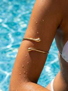 1pc Thin Teardrop Open Cuff Bracelet, Women's Fashion Summer Body Jewelry Accessory, Suitable For Street, Party, Beach, Daily Wear - Water Droplets - View 1