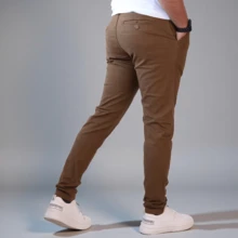 Stretch Gabardine Skinny Pants For Men John Silver - 駝色 - 查看 3