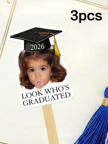 Palitos de decoración personalizados para graduación que incluyen máscaras de recorte de papel, abanicos de graduación, regalos personalizables para fiestas de graduación - Multicolor - Ver 12