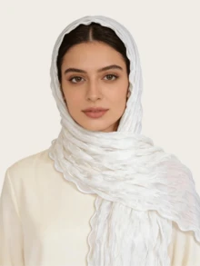 1 buc Eșarfă Hijab din șifon șifonat pentru femei, eșarfă lungă cu textură ondulată super elastică, eșarfă casual din poliester de culoare solidă, eșarfă de vacanță - Eșarfă lungă ondulată multicoloră - Vizualizare 14