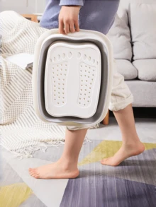 1pc Foldable Foot Soaking Tub, Large Capacity Foot Bath Tub, Home Foldable Foot Tub, Portable Foldable Foot Wash Basin With Foot Massage, Practical Foot Spa Tool, Student Dorm Foot Tub, Back To School Gift, Insulated Foot Tub With Lid - Multicolor - View 5
