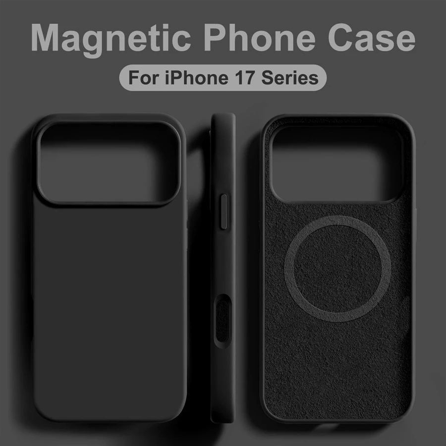 Luxury Magnetic Phone Case TPU Silicone Protection For IPhone 17 Pro Max 16 15 14 13 12 11 Black Blue Pink Grey Back Cover Shockproof Soft-Shell - Black - View 1