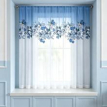 1pc Modern Blue Ombre Floral Sheer Curtain - 3D Digital Print, Rod Pocket Design, Suitable For Bedroom And Living Room Decor, Translucent Polyester Fabric, Easy Care - Multicolor - View 2