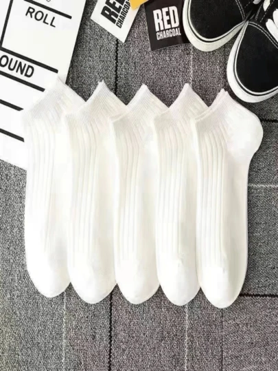 5 đôi tất ngắn mùa hè unisex, thoáng khí, thấm hút mồ hôi, chống trơn trượt, không lộ cổ chân.