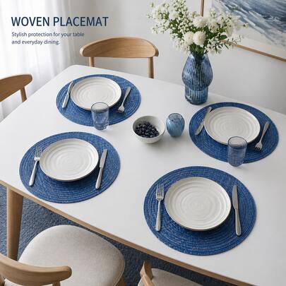 Mantel individual de 15 pulgadas/38 cm resistente al calor y lavable, con diseño minimalista estilo granja bohemia, adecuado para uso en el hogar, restaurante, cafetería, mesa de comedor, boda, fiesta, reunión, picnic y uso diario al aire libre